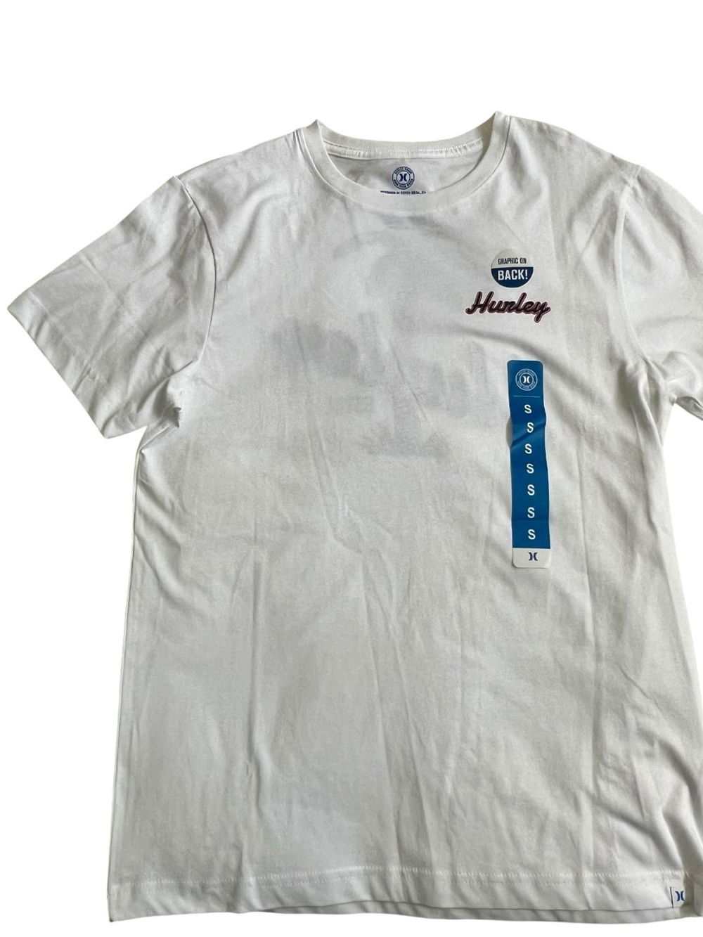 Hurley White Short Sleeve Tee with Blue Interior Print